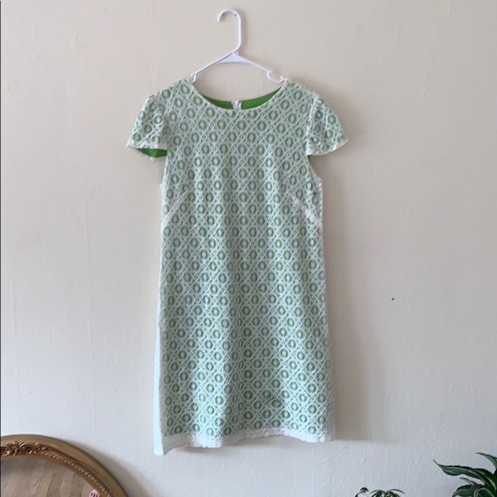 Suni Chin Vintage Chartreuse and White Lace Dress